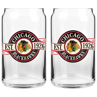 Le Sports Vault Chicago Blackhawks 16 oz. Ensemble de deux verres à canettes