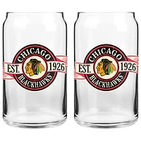 Le Sports Vault Chicago Blackhawks 16 oz. Ensemble de deux verres à canettes