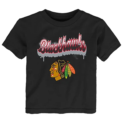 Toddler Black Chicago Blackhawks Bubbly Script T-Shirt