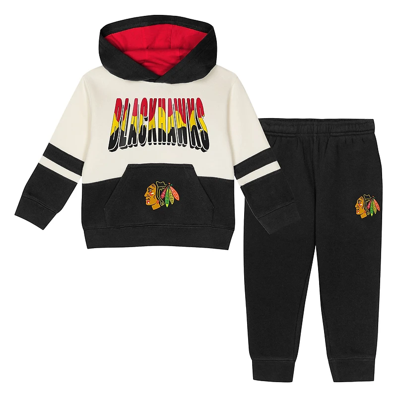 Toddler Outerstuff Black Chicago Blackhawks Chants and Cheers Fleece Hoodie Pants Set
