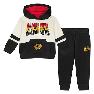 Toddler Outerstuff Black Chicago Blackhawks Chants and Cheers Fleece Hoodie Pants Set