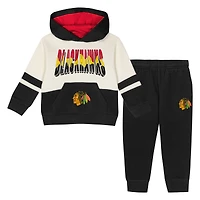 Toddler Outerstuff Black Chicago Blackhawks Chants and Cheers Fleece Hoodie Pants Set