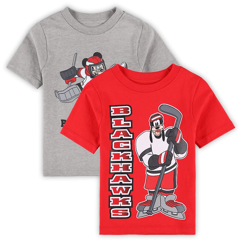 Toddler Red/Heather Gray Chicago Blackhawks Two-Pack Disney Offense Only T-Shirt Set