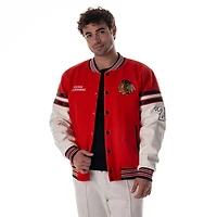 Veste universitaire unisexe The Wild Collective rouge Chicago Blackhawks à épaules tombantes et boutons-pression