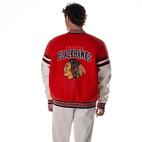 Unisex The Wild Collective  Red Chicago Blackhawks Drop Shoulder Full-Snap Varsity Jacket