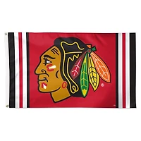 Drapeau de luxe à rayures simples WinCraft Chicago Blackhawks 3 pi x 5 pi avec logo et logo de l'équipe