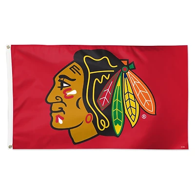 WinCraft Chicago Blackhawks Drapeau simple face avec logo principal 3 pi x 5 pi