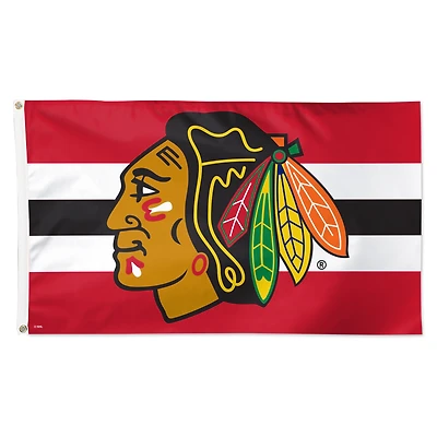 WinCraft Chicago Blackhawks 3' x 5' Team Stripe Deluxe Single-Sided Flag