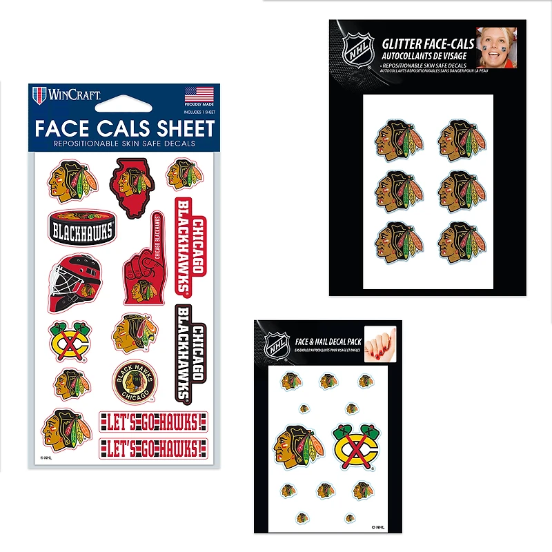 WinCraft Chicago Blackhawks Ensemble de tatouages sans eau 4" x 7"