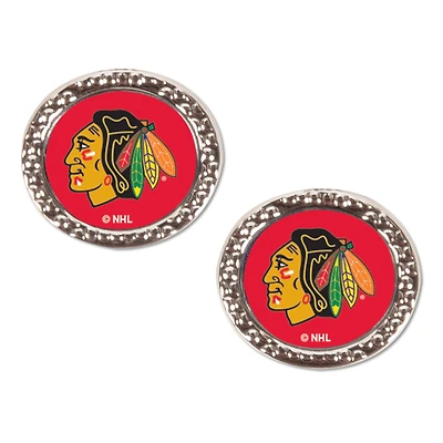WinCraft Chicago Blackhawks Round Team Post Earring