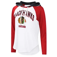 T-shirt à capuche manches longues raglan VIP G-III 4Her par Carl Banks pour femme, blanc