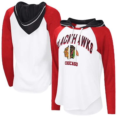 T-shirt à capuche manches longues raglan G-III 4Her par Carl Banks pour femme, blanc
