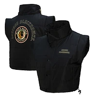 Gilet matelassé court entièrement zippé noir Chicago Blackhawks de Mitchell & Ness pour femme
