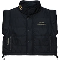 Women's Mitchell & Ness  Black Chicago Blackhawks Cropped Full-Zip Puffer Vest