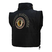 Gilet matelassé court entièrement zippé noir Chicago Blackhawks de Mitchell & Ness pour femme