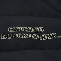 Women's Mitchell & Ness  Black Chicago Blackhawks Cropped Full-Zip Puffer Vest