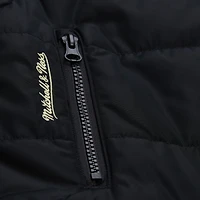Women's Mitchell & Ness  Black Chicago Blackhawks Cropped Full-Zip Puffer Vest