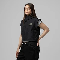 Gilet matelassé court entièrement zippé noir Chicago Blackhawks de Mitchell & Ness pour femme