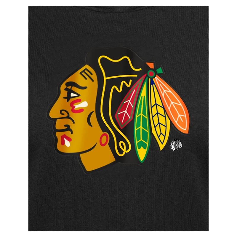 T-shirt à imprimé floral noir New Era pour femme des Chicago Blackhawks Glam Game