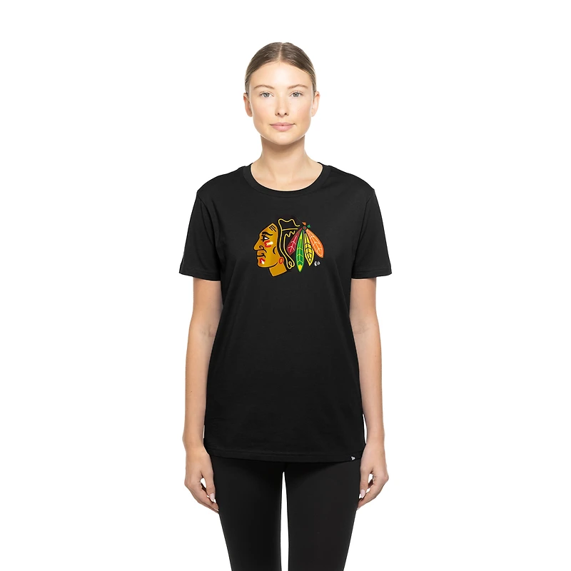 T-shirt à imprimé floral noir New Era pour femme des Chicago Blackhawks Glam Game