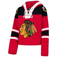 Sweat à capuche court lacets de qualité supérieure pour femme '47 Red Chicago Blackhawks