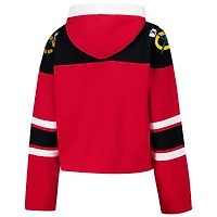 Sweat à capuche court lacets de qualité supérieure pour femme '47 Red Chicago Blackhawks