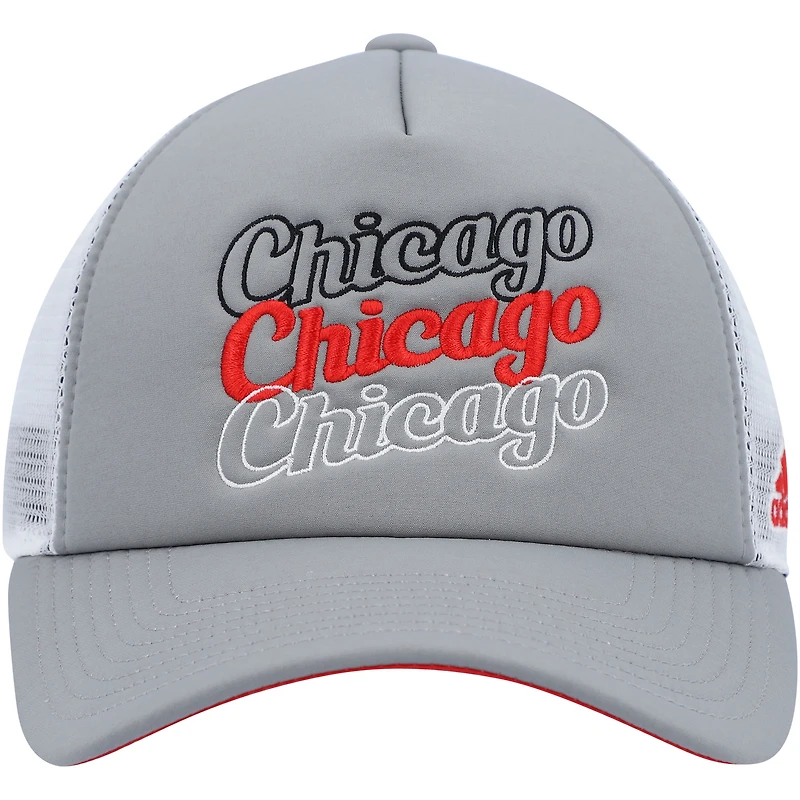 Women's adidas Gray/White Chicago Blackhawks Foam Trucker Snapback Hat