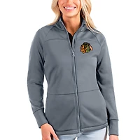 Women's Antigua Gray Chicago Blackhawks Links Full-Zip Golf Jacket