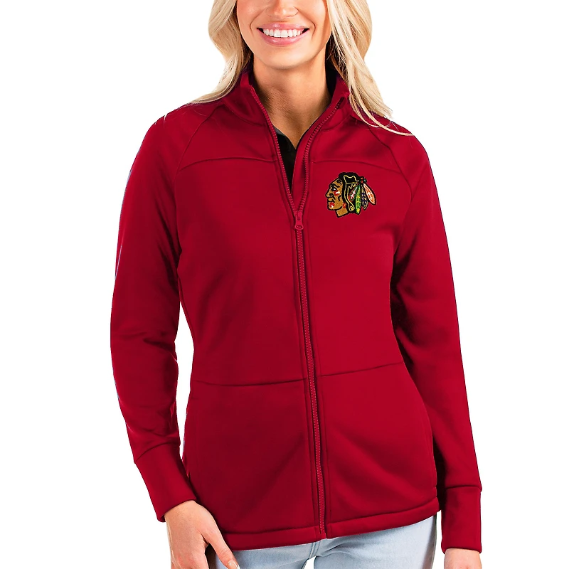 Women's Antigua Red Chicago Blackhawks Links Full-Zip Golf Jacket