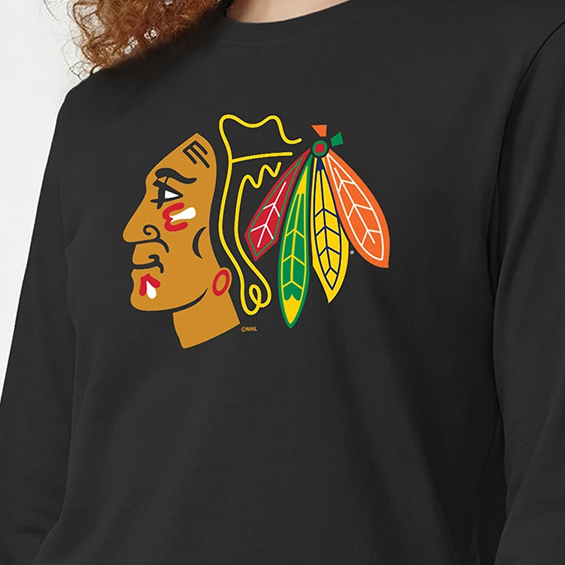 T-shirt à manches longues Champion Black Chicago Blackhawks pour femmes