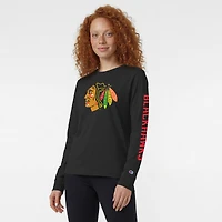 Women's Champion  Black Chicago Blackhawks 2-Hit Long Sleeve T-Shirt