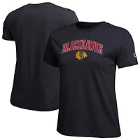 Women's Champion  Black Chicago Blackhawks Arch Mascot Logo T-Shirt