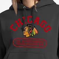 Women's Champion  Black Chicago Blackhawks Arched Pill Box Hoodie