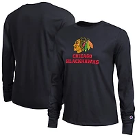 T-shirt à manches longues Champion Black Chicago Blackhawks pour femmes