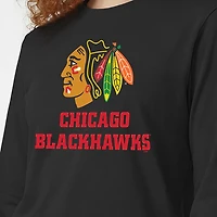 Women's Champion  Black Chicago Blackhawks Wordmark Lockup Long Sleeve T-Shirt