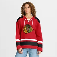 Sweat-shirt à lacets manches longues Icing Fanatics Athletic rouge pour femme des Blackhawks de Chicago