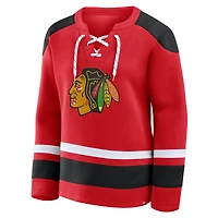 Sweat-shirt à lacets manches longues Icing Fanatics Athletic rouge pour femme des Blackhawks de Chicago