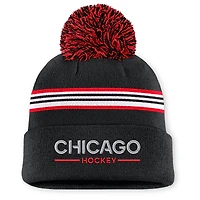 Bonnet en tricot à revers et pompon authentique Pro Rink des Blackhawks de Chicago pour femme Fanatics