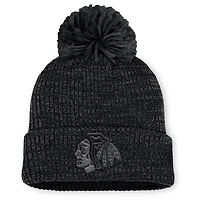 Bonnet en tricot à revers et pompon authentique Pro Road des Blackhawks de Chicago pour femme Fanatics