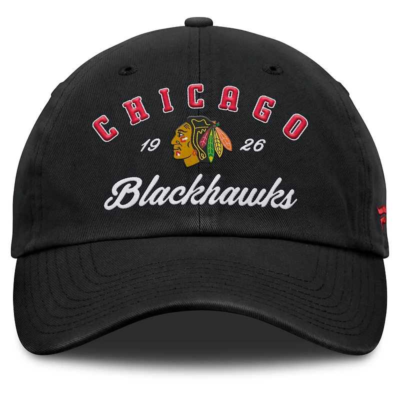 Casquette ajustable noire avec logo Fundamental Dasher des Chicago Blackhawks pour femmes Fanatics
