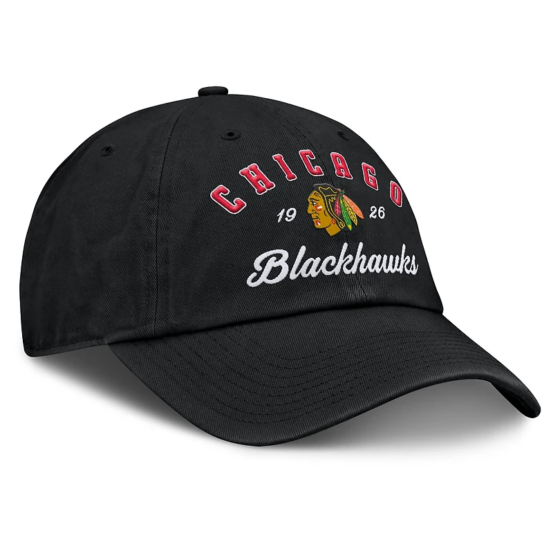 Casquette ajustable noire avec logo Fundamental Dasher des Chicago Blackhawks pour femmes Fanatics