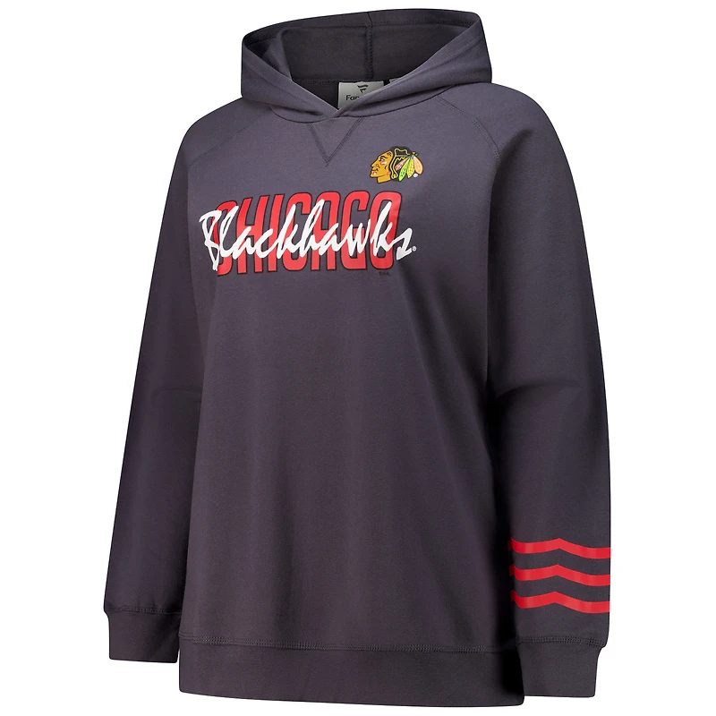 Sweat à capuche en polaire léger taille plus Fanatics Charcoal Chicago Blackhawks pour femmes