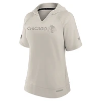 Women's Fanatics Cream Chicago Blackhawks Authentic Pro Road Short Sleeve V-Neck Pullover Hoodie