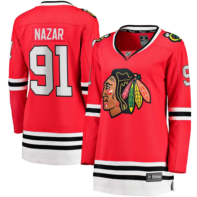 Maillot domicile rouge Frank Nazar des Blackhawks de Chicago pour femmes (Fanatics).