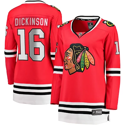 Maillot de joueur échappé à domicile Fanatics Jason Dickinson des Blackhawks Chicago, rouge pour femmes