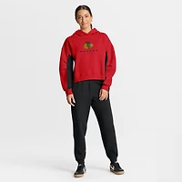 Sweat à capuche carré rouge carreaux arrière des Blackhawks de Chicago Fanatics pour femmes