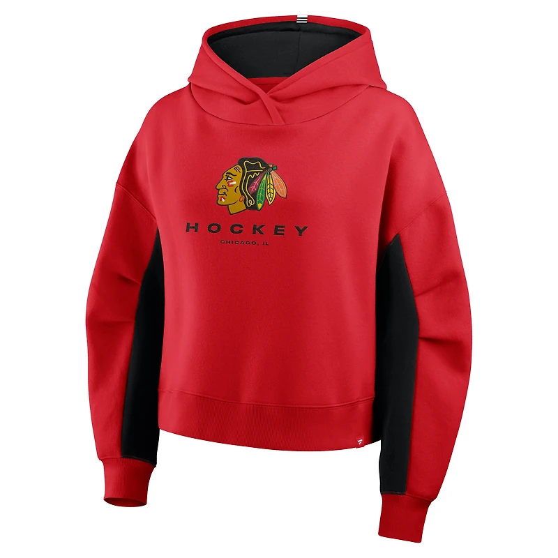 Women's Fanatics Red Chicago Blackhawks Back Check Boxy Hoodie