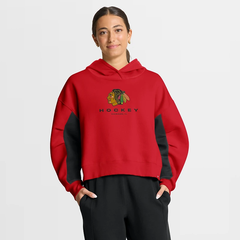 Women's Fanatics Red Chicago Blackhawks Back Check Boxy Hoodie