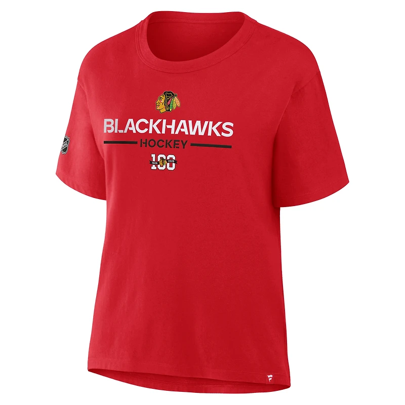 Women's Fanatics Red Chicago Blackhawks Centennial Celebration T-Shirt