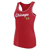 Débardeur rouge à col rond et dos nageur avec logo Fanatics des Blackhawks de Chicago pour femmes